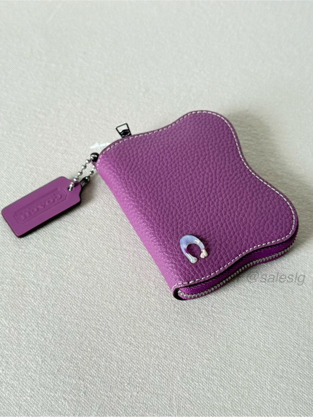 NWT Coach Zip Around Wallet Coachtopia Leather Lilac Berry Purple /Silver CQ864